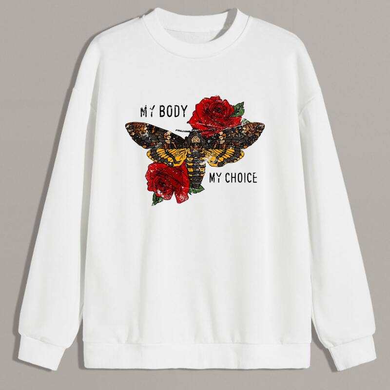 

Guys Letter Flower & Butterfly Graphic Sweatshirt, White