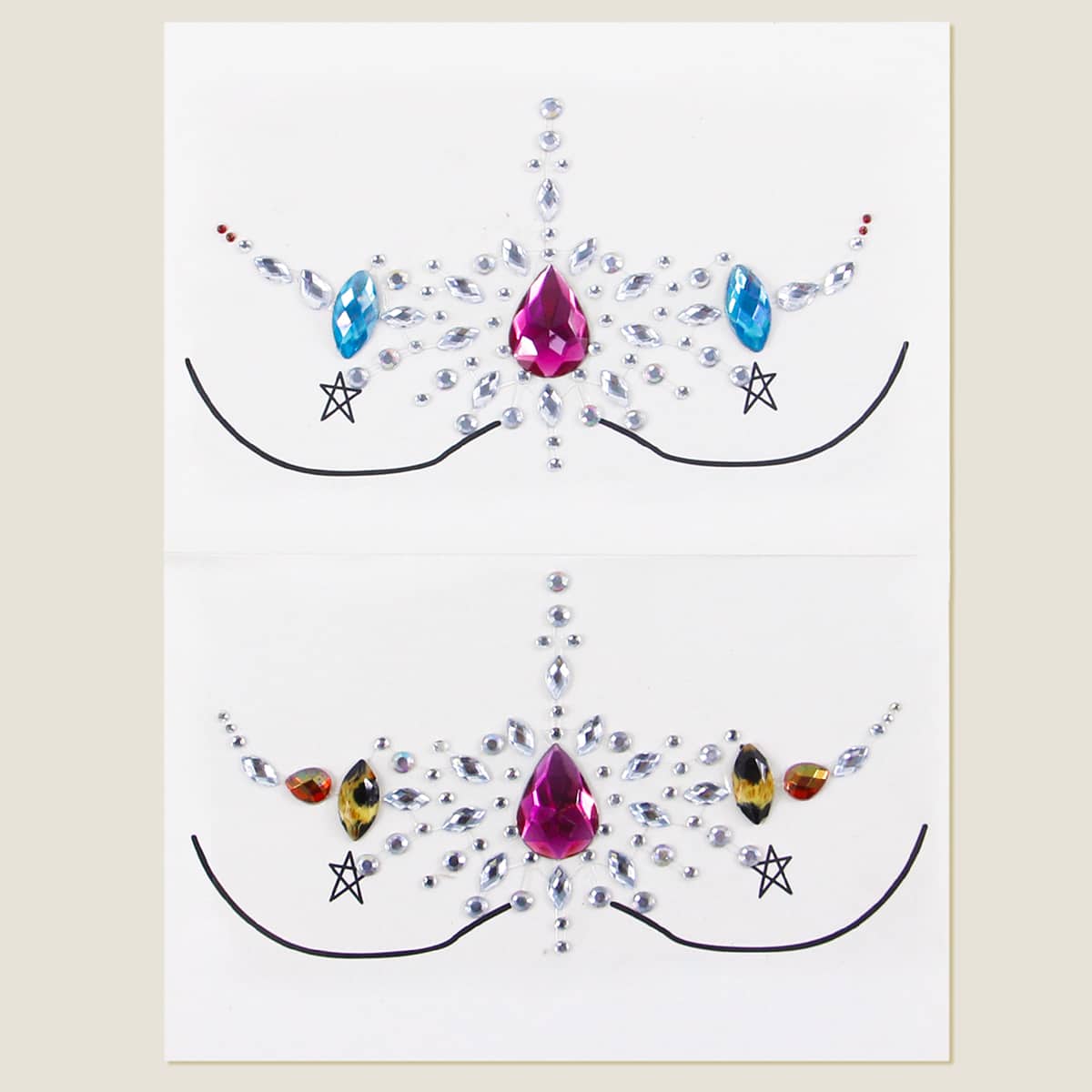 

1sheet Random Color Water-drop Rhinestone Tattoo Sticker, Multicolor