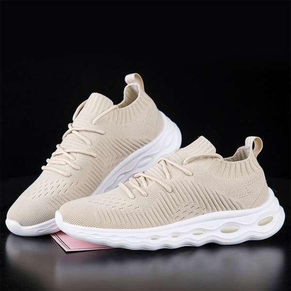

Lace-up Decor Wide Fit Sneakers, Khaki