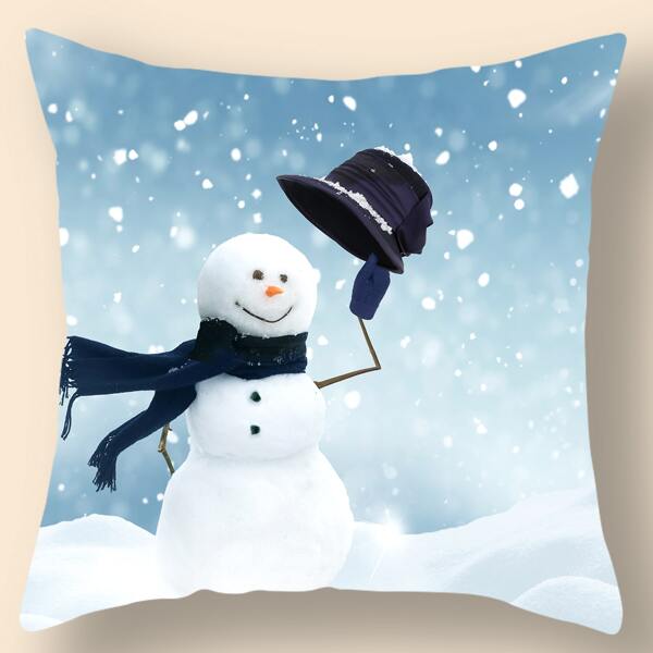 

Snowman Print Cushion Cover Without Filler, Multicolor
