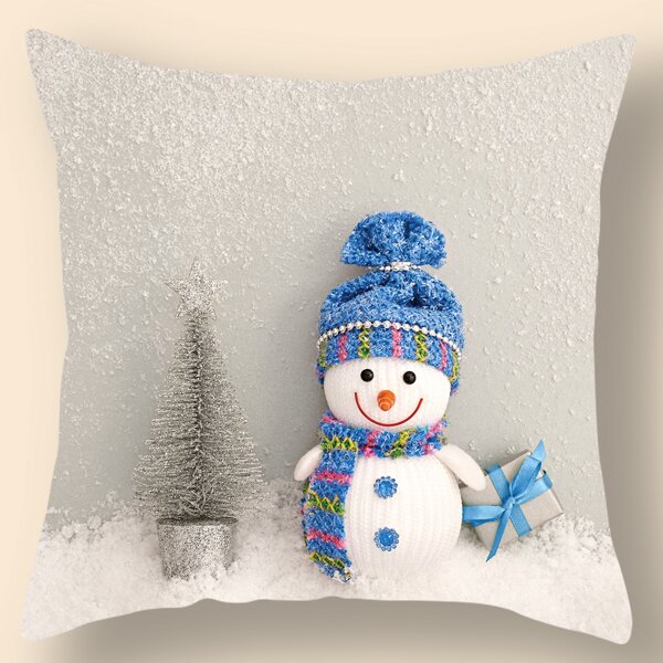 

Snowman Print Cushion Cover Without Filler, Multicolor