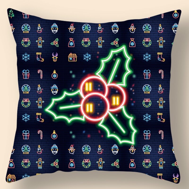 

Christmas Neon Pattern Cushion Cover Without Filler, Multicolor