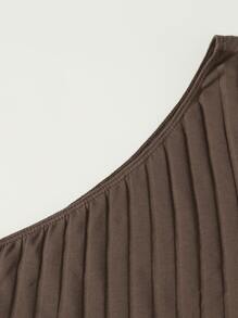 Muchica One Shoulder Rib-knit Crop Top - Chocolate Brown - View 4