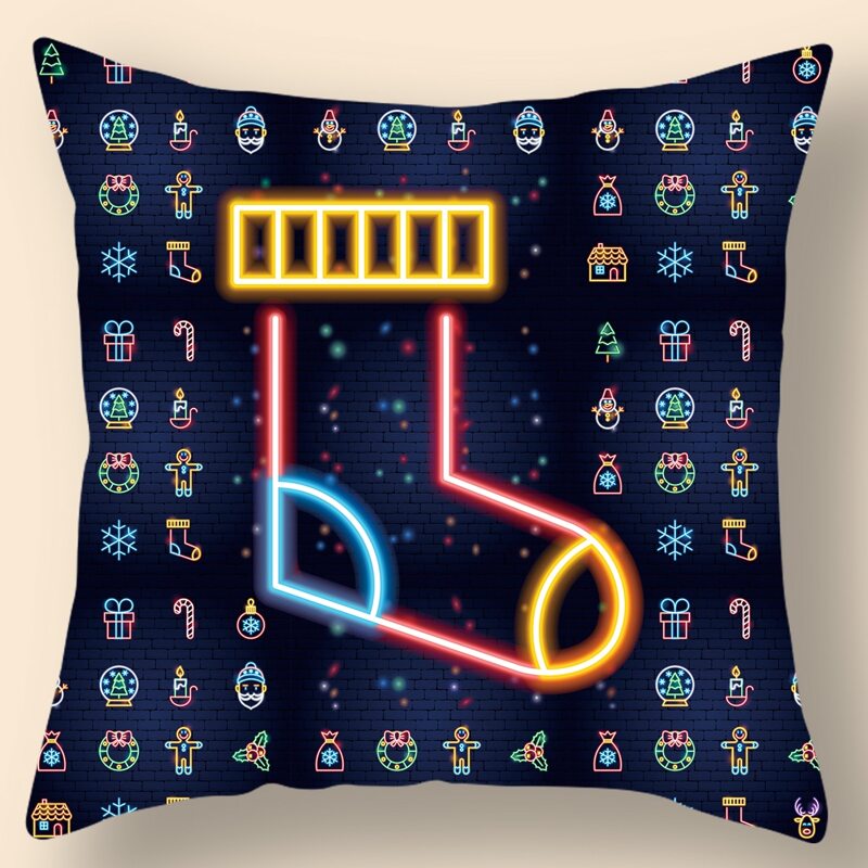 

Christmas Neon Pattern Cushion Cover Without Filler, Multicolor