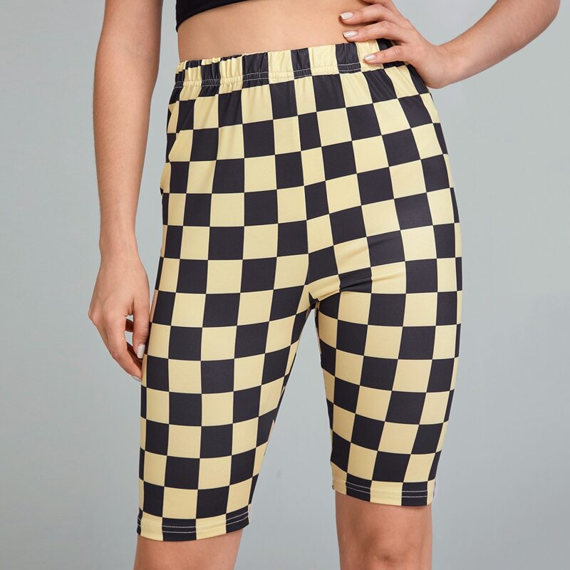 

Checkerboard Biker Shorts, Multicolor