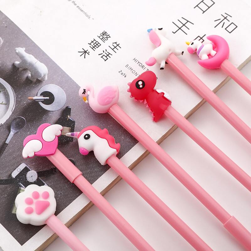 

10pcs Random Cute Animal Decor Gel Pen, Pink
