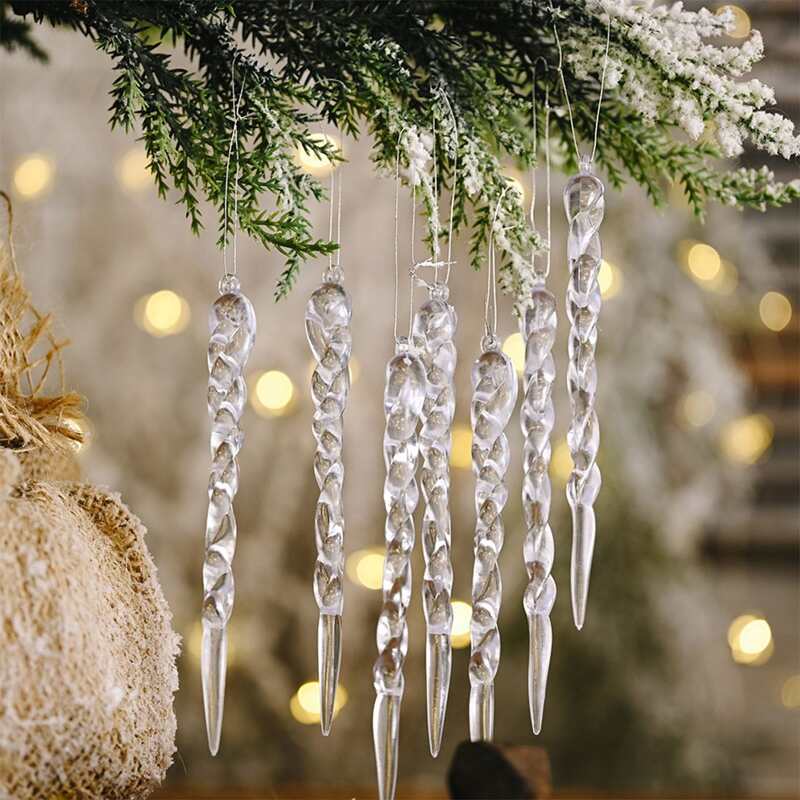 

12pcs Christmas Tree Icicle Pendant, Clear