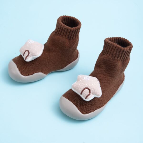 

Toddler Boys Cartoon Decor Sock Sneakers, Brown