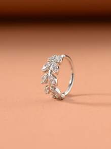 銅樹葉設計鼻環適合女士和男士,龐克穿孔,A時尚身體鏈禮品適用於任何場合 - 銀色 - 查看 1