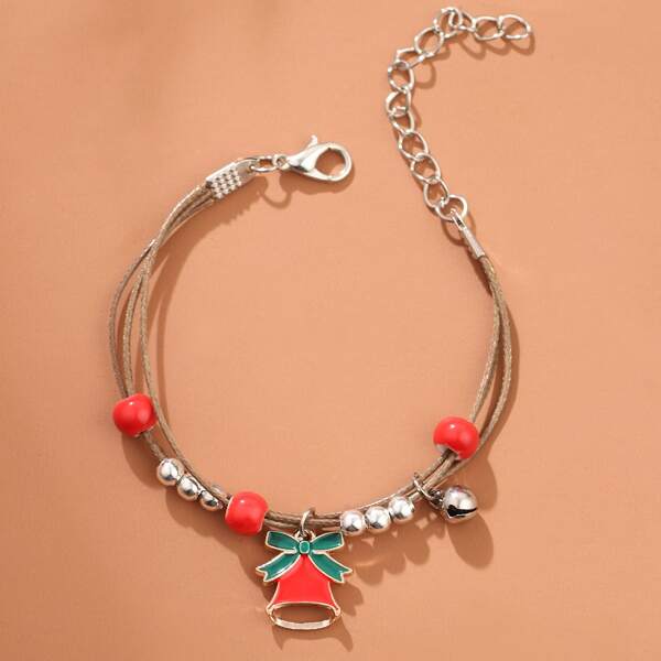 

Girls Christmas Bow Knot Charm Bracelet, Multicolor