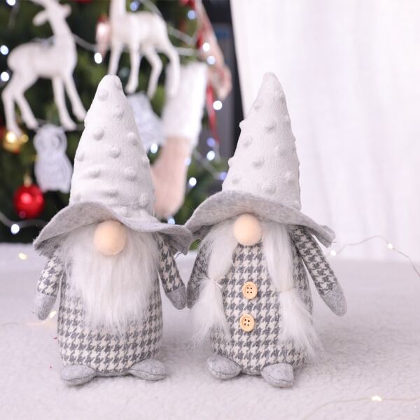 

2pcs Christmas Plush Doll, Grey