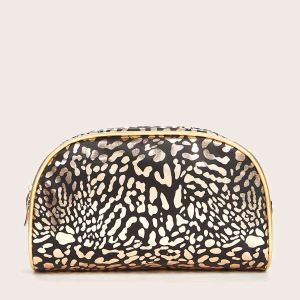 

Leopard Makeup Bag, Black