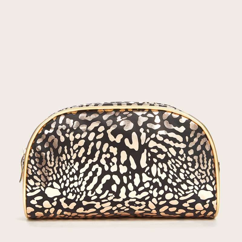 

Leopard Makeup Bag, Black
