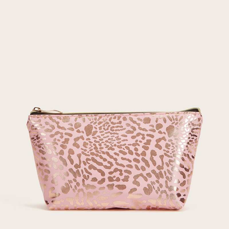 Leopard Makeup Bag, Pink