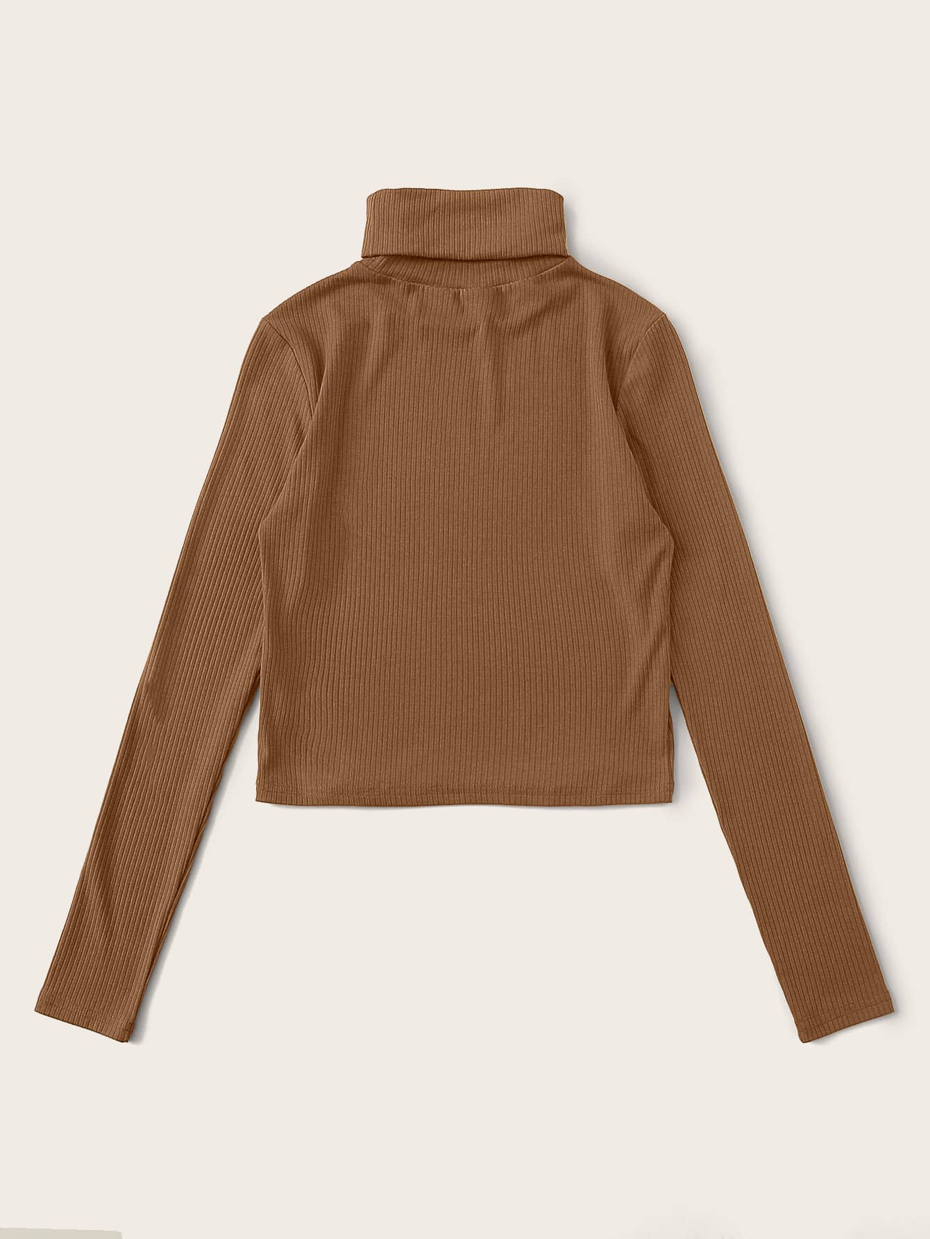 Plus Rolled Neck Rib-knit Tee