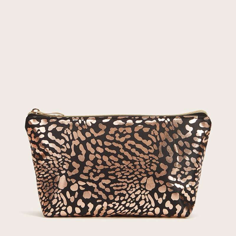 

Leopard Makeup Bag, Black