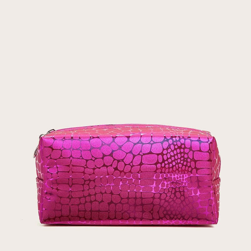 

Crocodile Pattern Makeup Bag, Hot pink