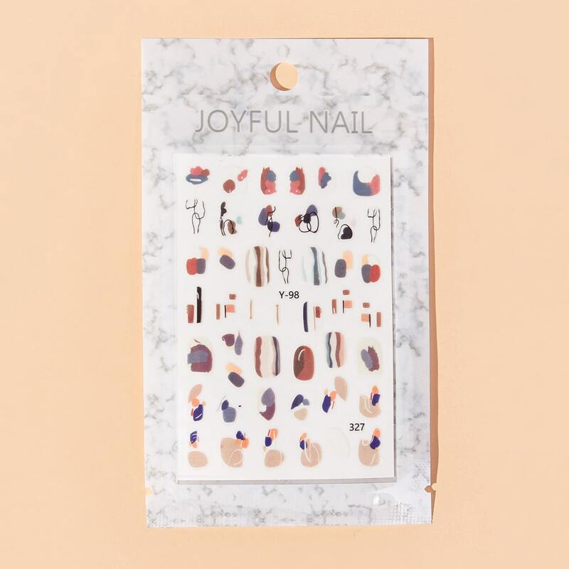 

1sheet Graphic Nail Art Sticker, Multicolor
