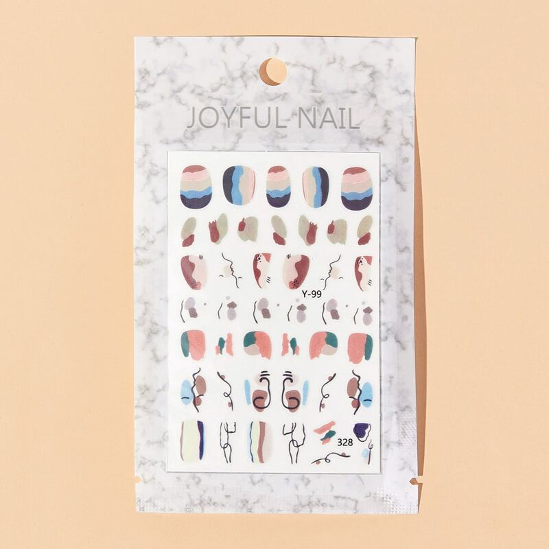 

1sheet Graphic Nail Art Sticker, Multicolor