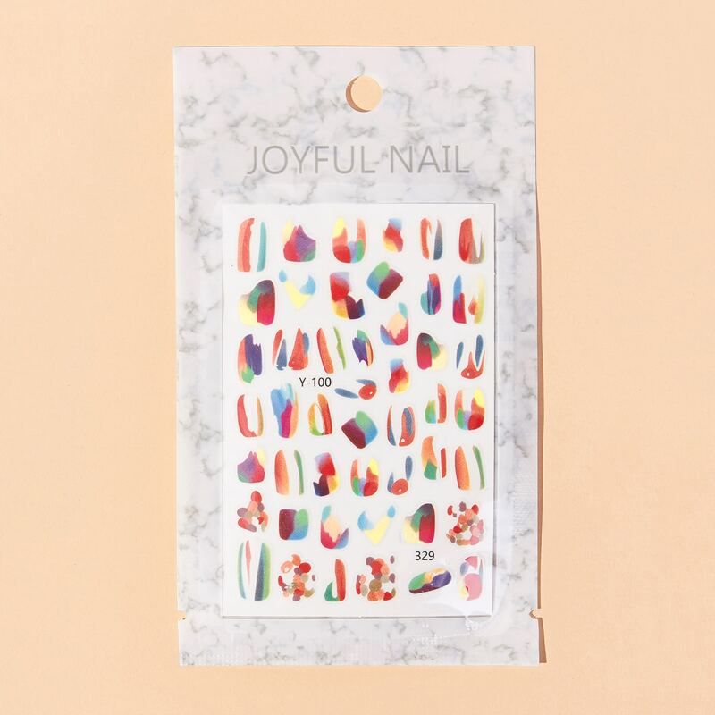 

1sheet Colorful Nail Art Sticker, Multicolor