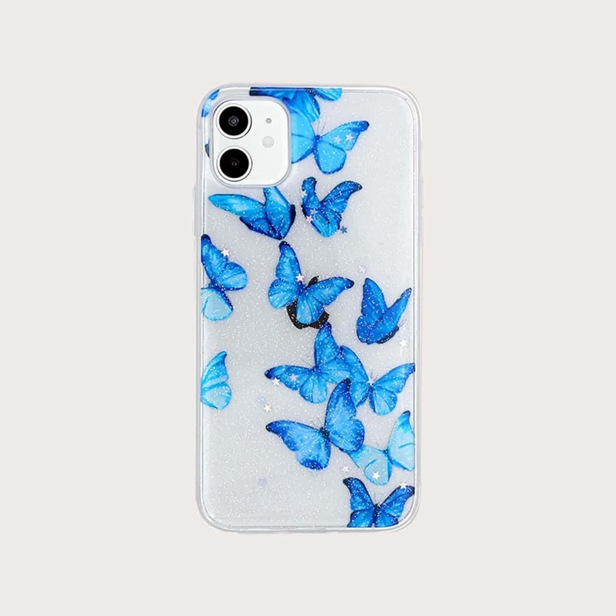 

Butterfly Clear iPhone Case, Blue