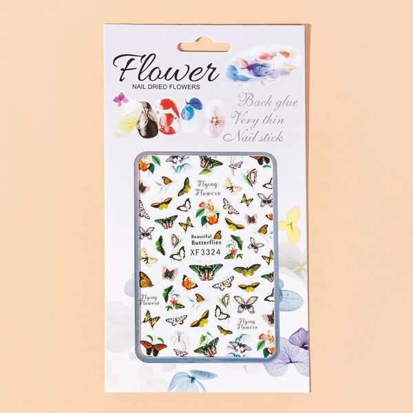 

1sheet Butterfly Pattern Nail Art Sticker, Multicolor