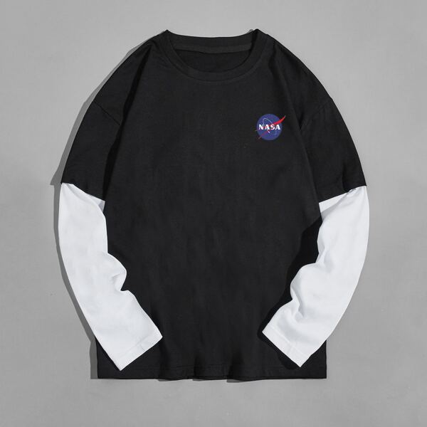 

Men Letter Graphic 2 In 1 Tee, Black