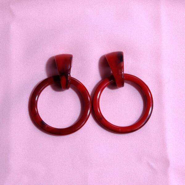 

Round Drop Earrings, Red