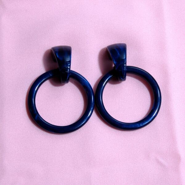 

Round Drop Earrings, Blue