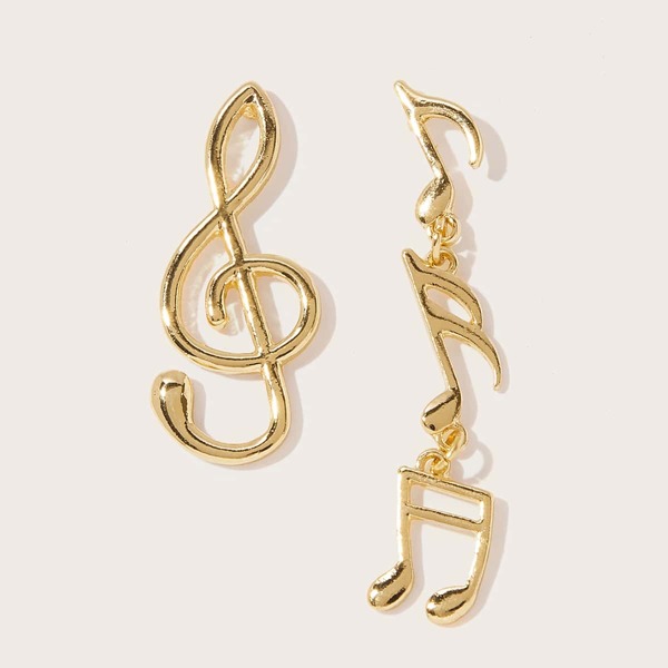

Music Note Design Earrings, Gold