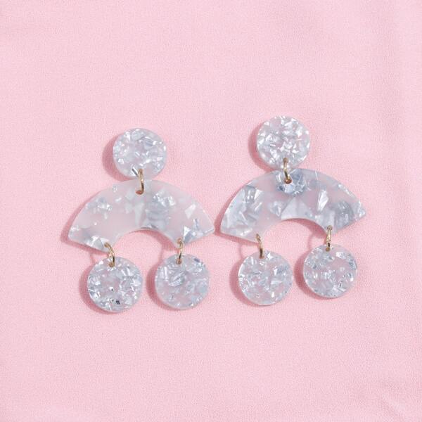 

Acrylic Round Drop Earrings, White
