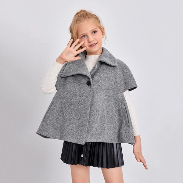

Girls Open Front Cape Jacket, Grey