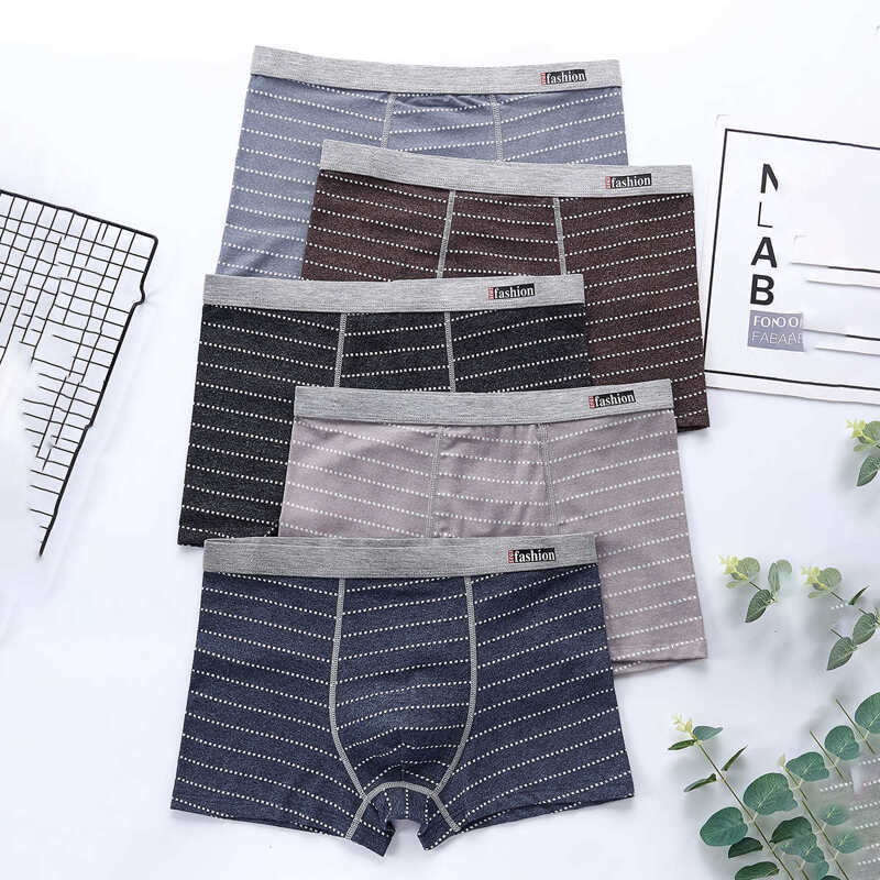 

Guys 5pcs Striped & Letter Graphic Underwear, Multicolor