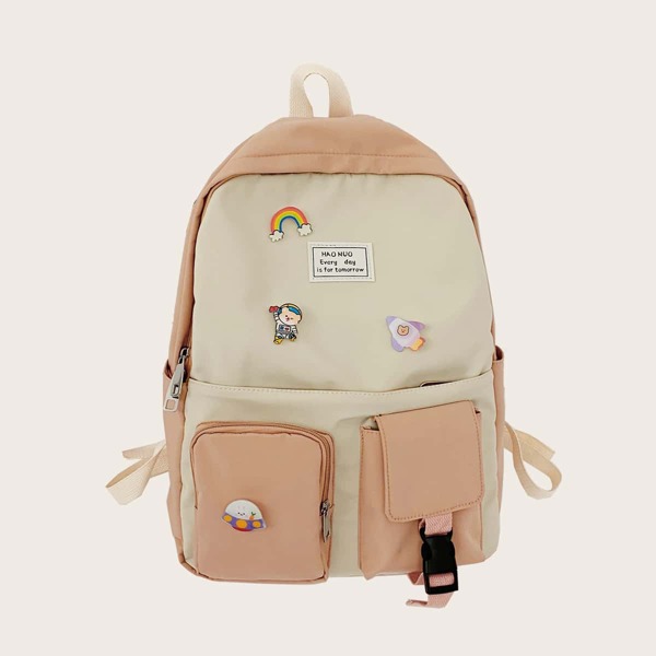 

Girls Two Tone Large Capacity School Bag, Pink