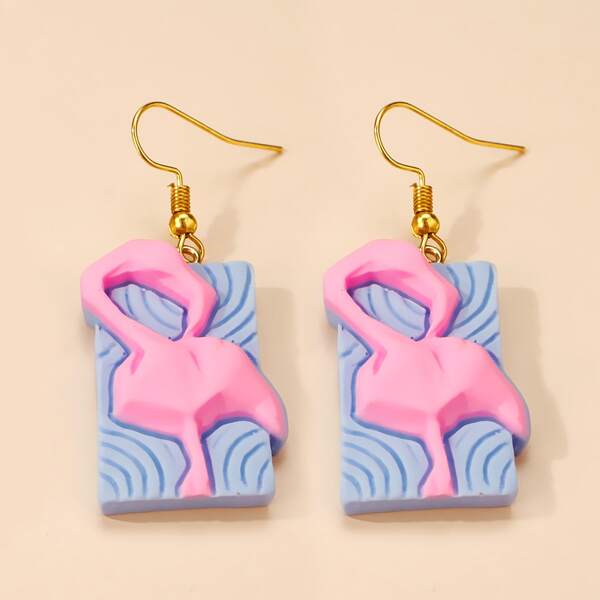 

Cute Flamingo Drop Earrings, Pink