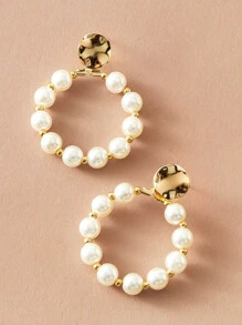 Faux Pearl Drop Earrings - Multicolor - View 2