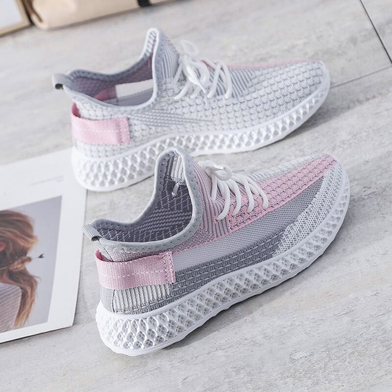 

Lace Up Decor Breathable Sneakers, Multicolor