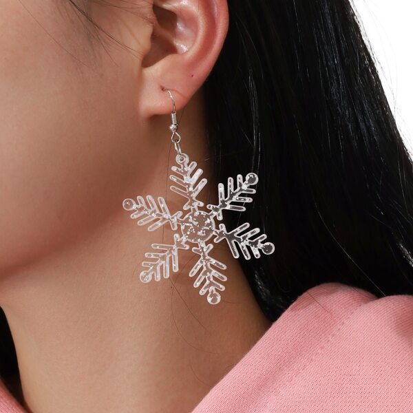 

Christmas Snowflake Drop Earrings, Silver