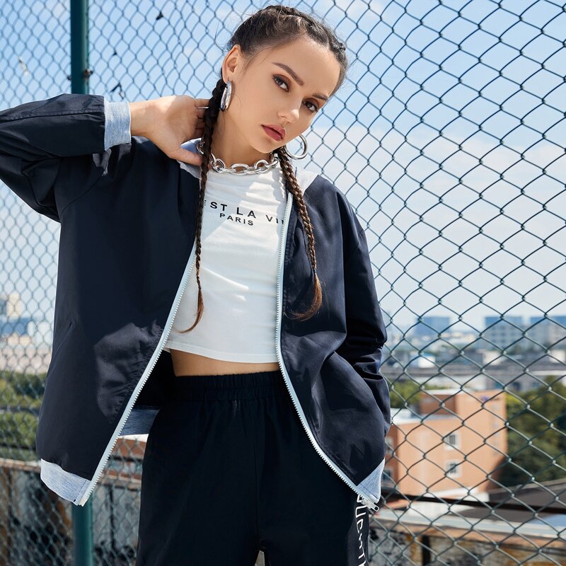 

Zip Up Hooded Jacket, Navy blue