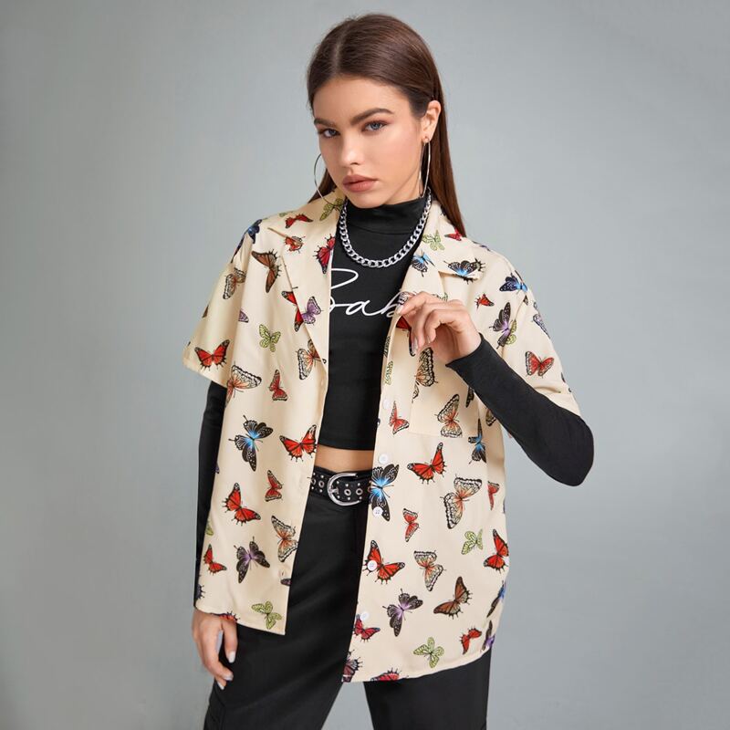 

Allover Butterfly Print Shirt, Multicolor