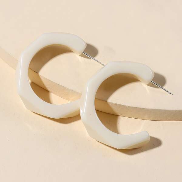 

Cuff Hoop Earrings, White