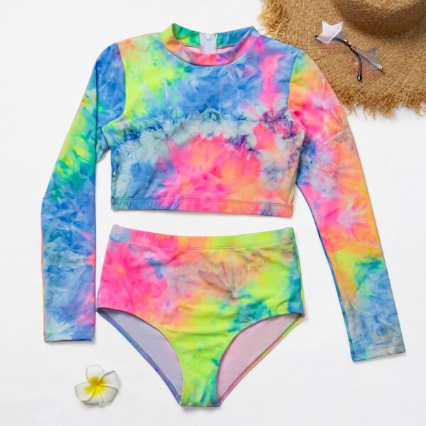 

Tie Dye High Waisted Bikini Swimsuit, Multicolor