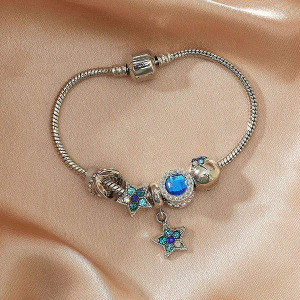 

Rhinestone Star Charm Bracelet, Multicolor