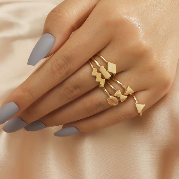 

7pcs Geo Decor Ring, Gold