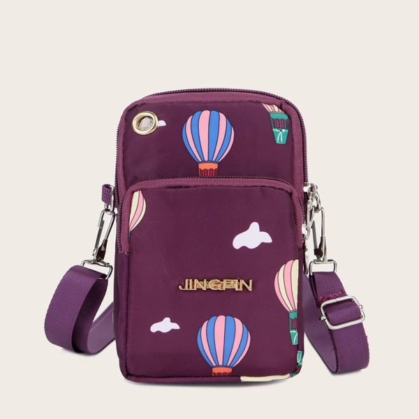 

Hot Air Balloon Print Crossbody Bag, Purple