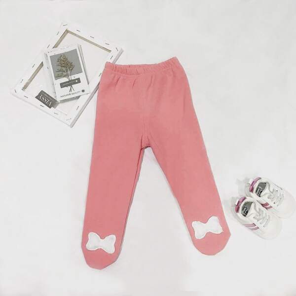 

Baby Girl Patched Lined Pants, Coral pink