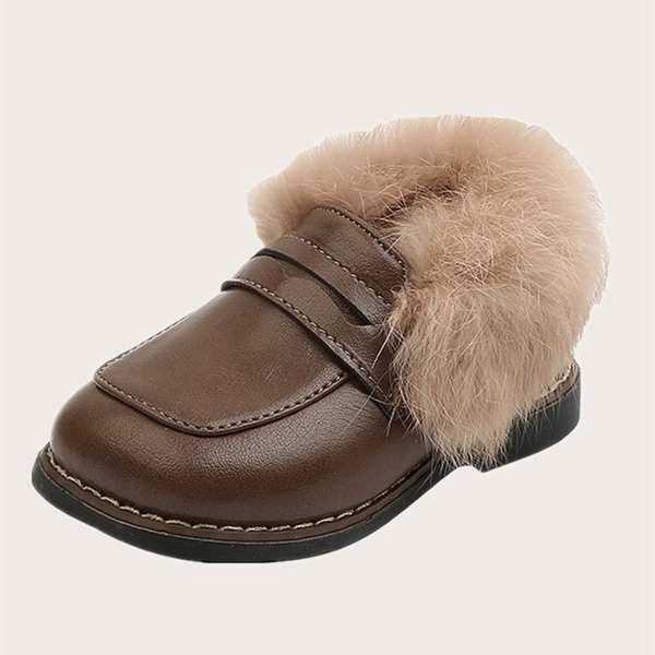 

Toddler Girls Plush Lined Loafers, Brown
