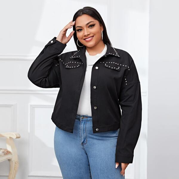 

Plus Beaded Button Through Jacket, Black