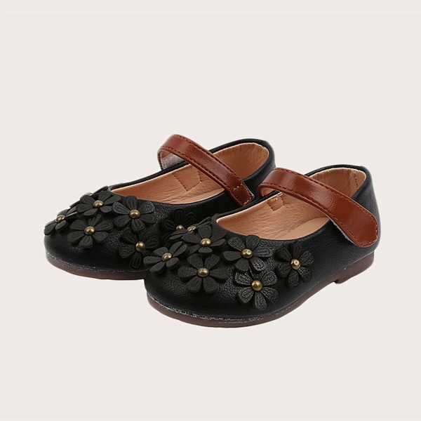 

Toddler Girls Floral Decor Velcro Strap Sneakers, Black