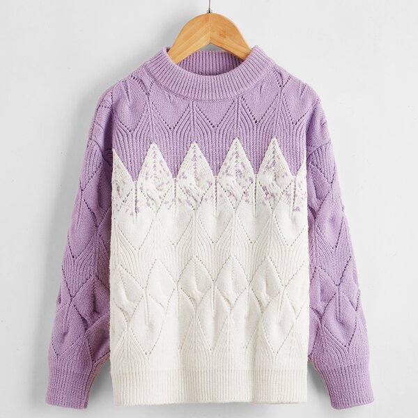 

Girls Colorblock Drop Shoulder Sweater, Multicolor